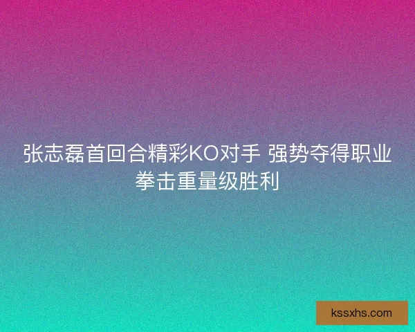 张志磊首回合精彩KO对手 强势夺得职业拳击重量级胜利