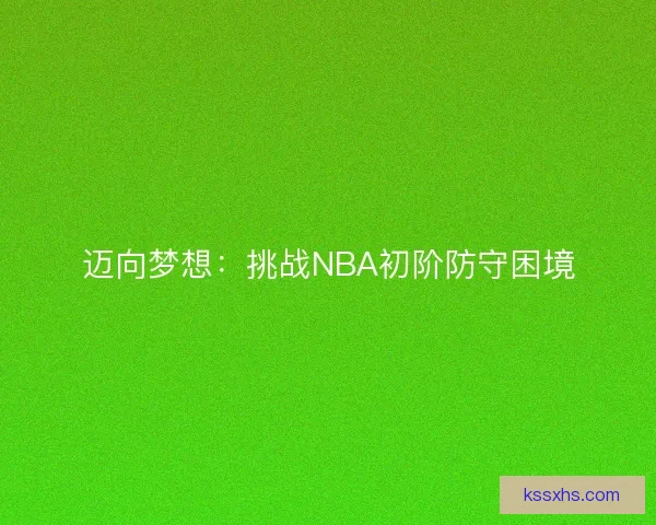 迈向梦想：挑战NBA初阶防守困境